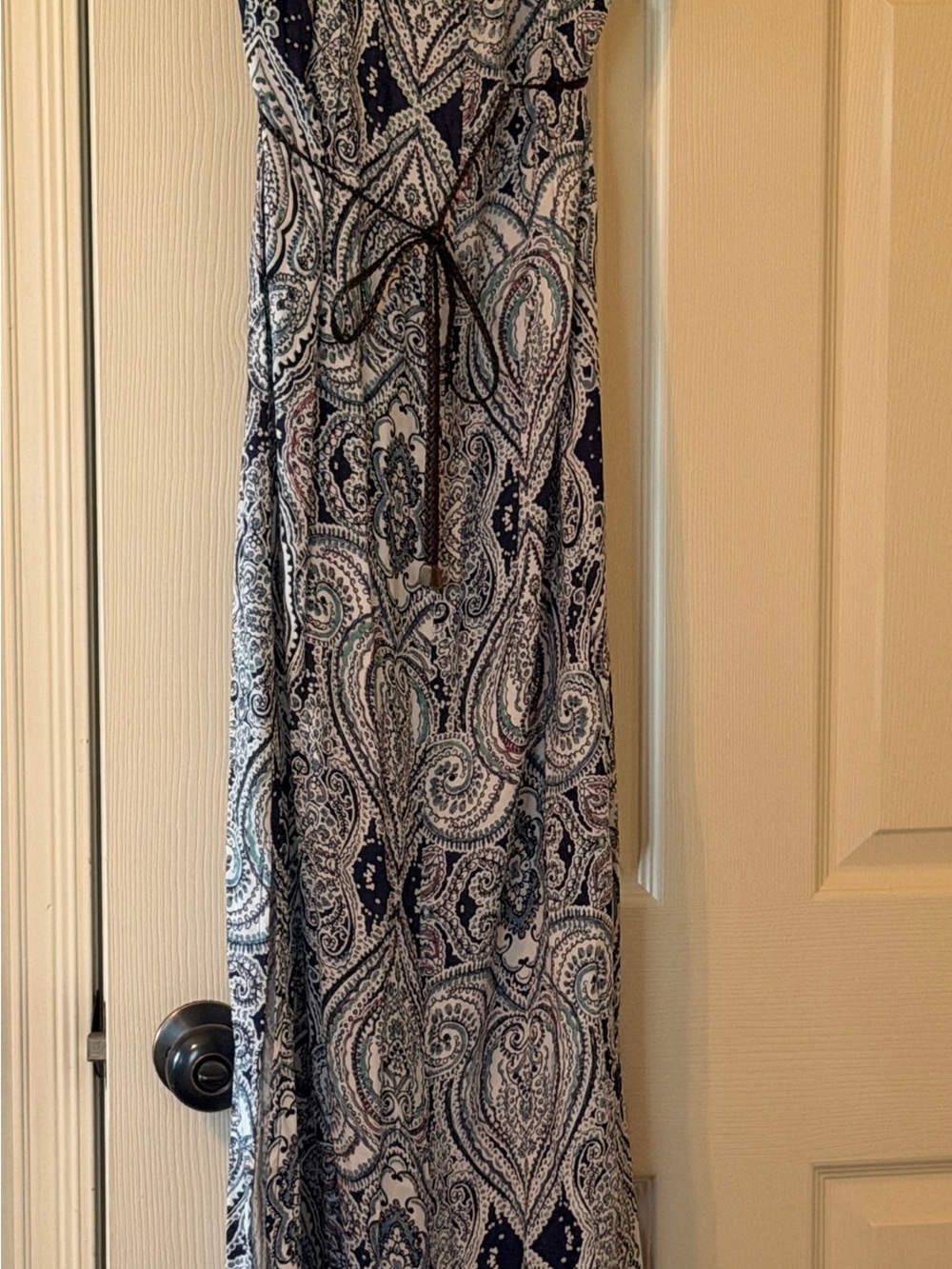 Speechless Navy, White & Teal Paisley Maxi Dress